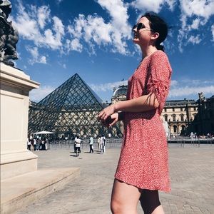 Red Floral Button Down Dress